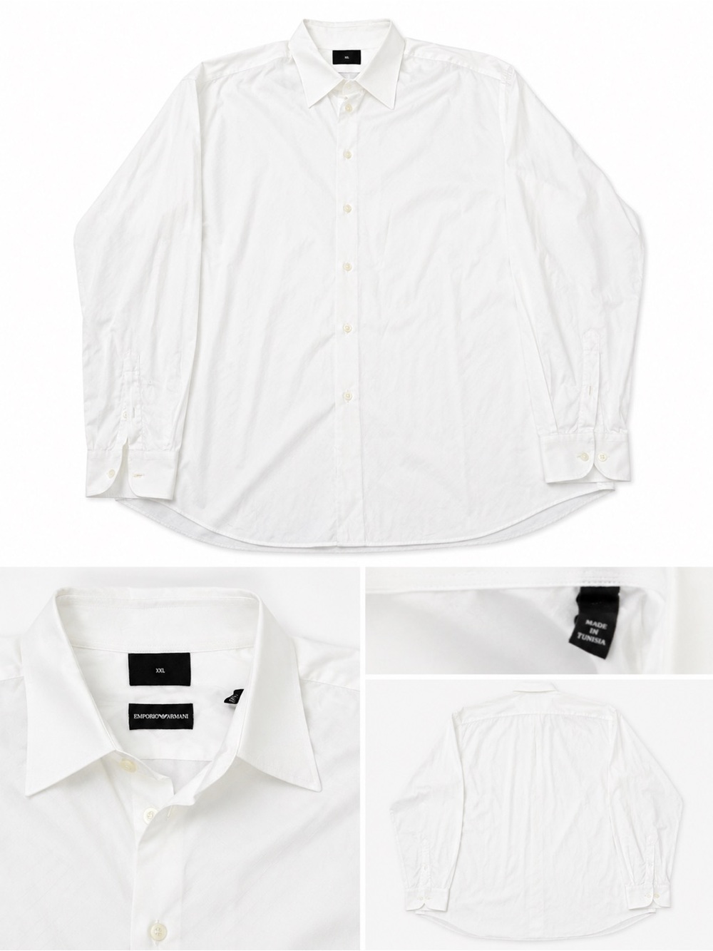 Emporio Armani White Long-Sleeve Dress Shirt - Classic Point Collar